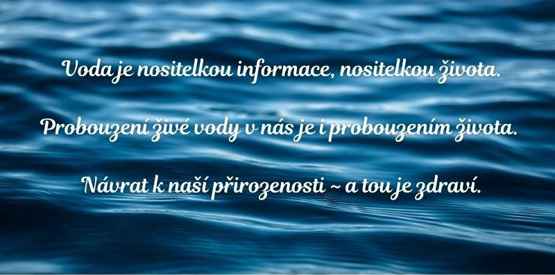 Voda je nositelkou informace, nositelkou života. Probouzení živé vody v nás je i probouzením života. Návrat k naší přirozenosti ~ a tou je zdraví. voda